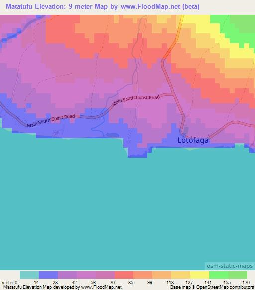 Matatufu,Samoa Elevation Map