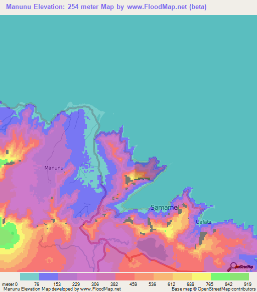 Manunu,Samoa Elevation Map