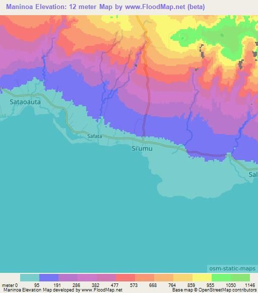 Maninoa,Samoa Elevation Map