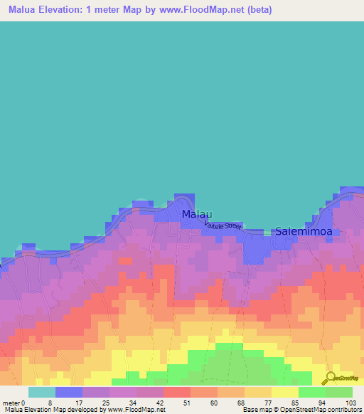 Malua,Samoa Elevation Map