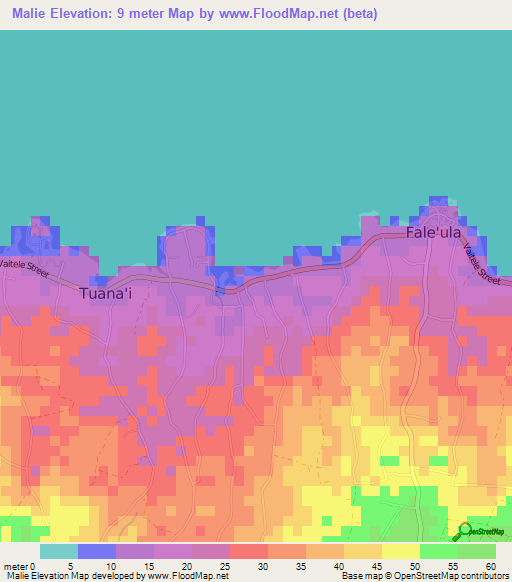 Malie,Samoa Elevation Map