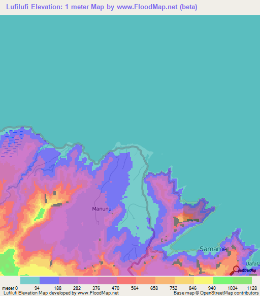 Lufilufi,Samoa Elevation Map