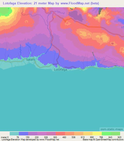 Lotofaga,Samoa Elevation Map