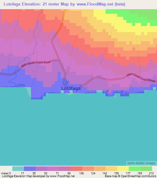 Lotofaga,Samoa Elevation Map