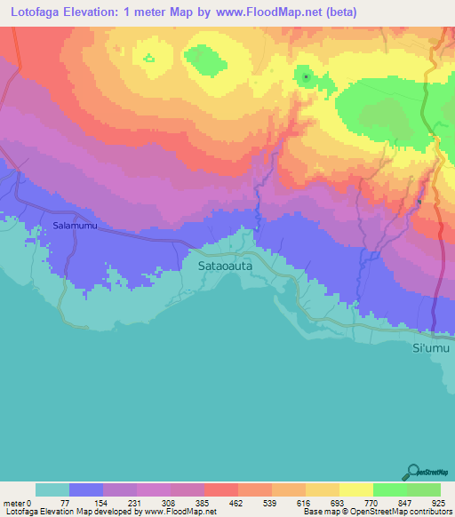 Lotofaga,Samoa Elevation Map