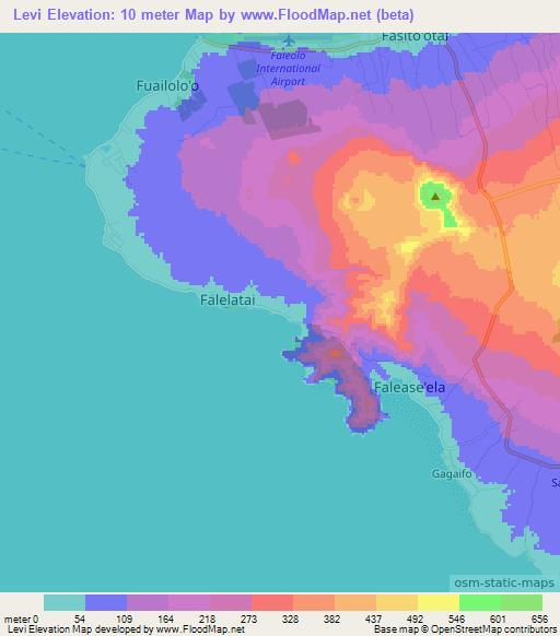 Levi,Samoa Elevation Map