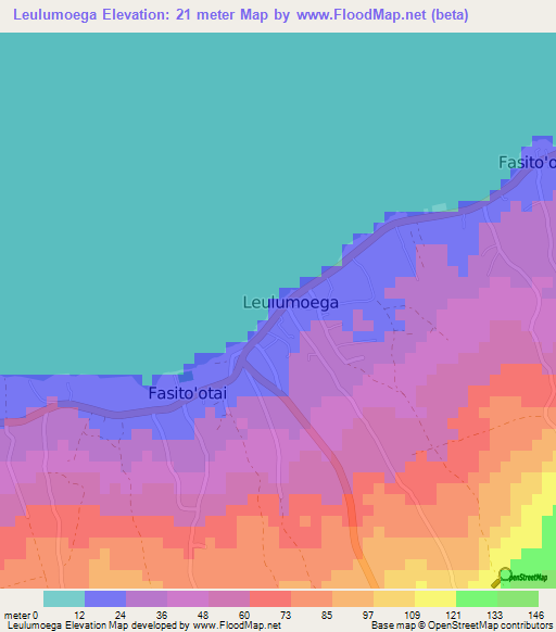 Leulumoega,Samoa Elevation Map