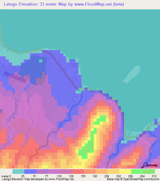 Letogo,Samoa Elevation Map