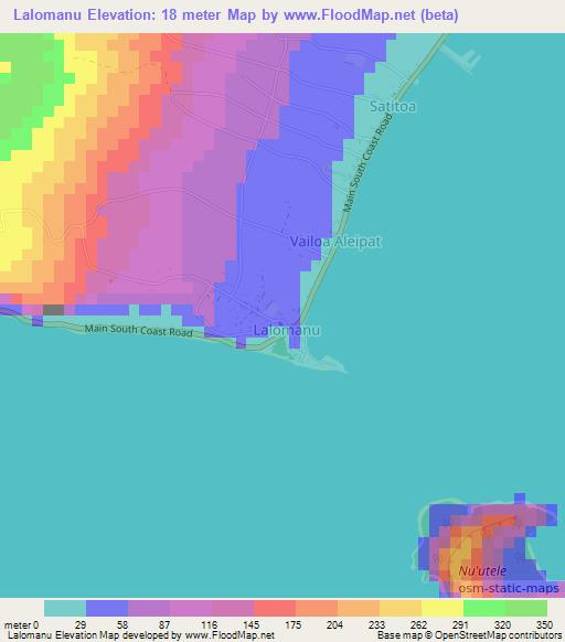Lalomanu,Samoa Elevation Map