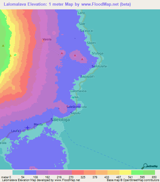 Lalomalava,Samoa Elevation Map