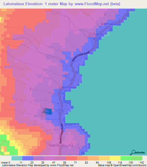 Lalomalava,Samoa Elevation Map