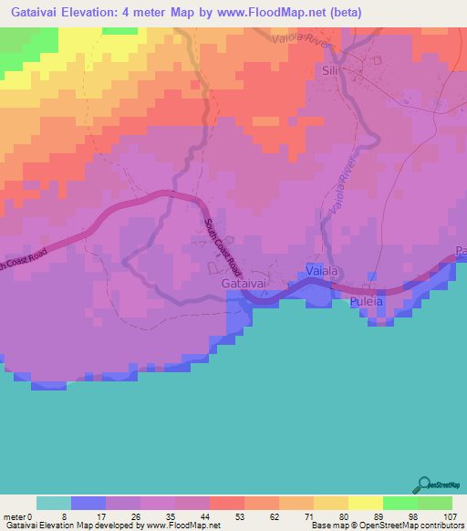 Gataivai,Samoa Elevation Map
