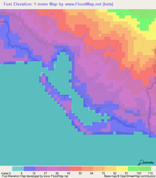 Fusi,Samoa Elevation Map