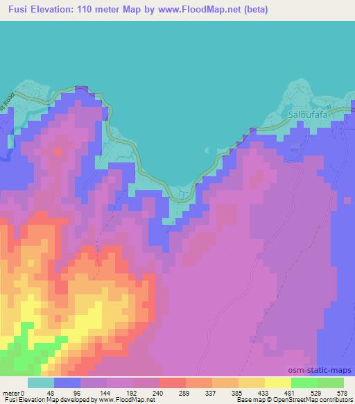 Fusi,Samoa Elevation Map