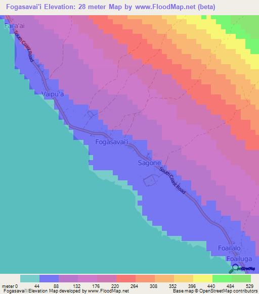 Fogasavai'i,Samoa Elevation Map