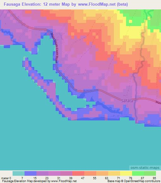 Fausaga,Samoa Elevation Map