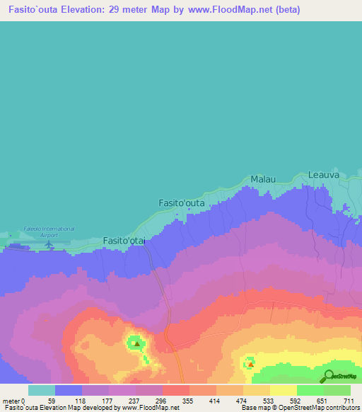 Fasito`outa,Samoa Elevation Map