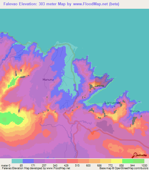 Falevao,Samoa Elevation Map