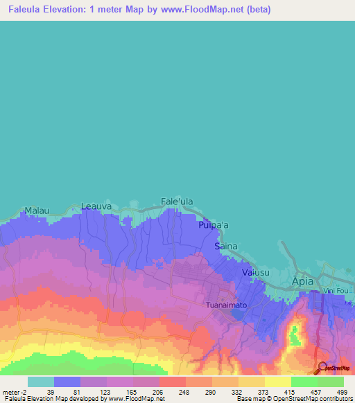 Faleula,Samoa Elevation Map