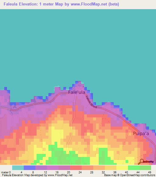 Faleula,Samoa Elevation Map