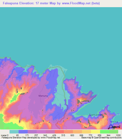 Faleapuna,Samoa Elevation Map