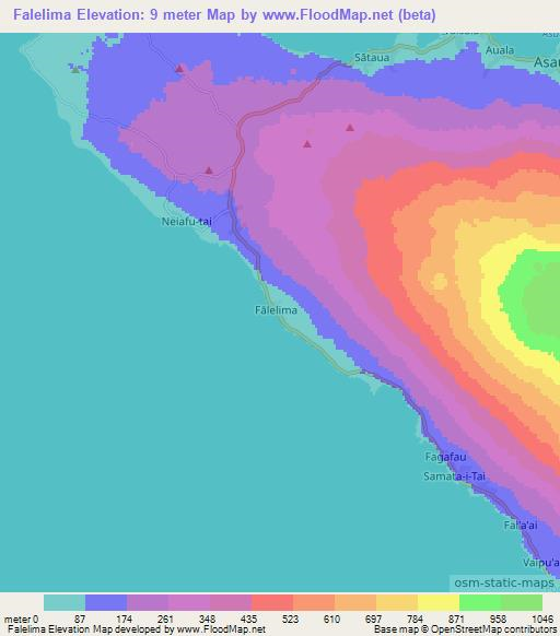 Falelima,Samoa Elevation Map