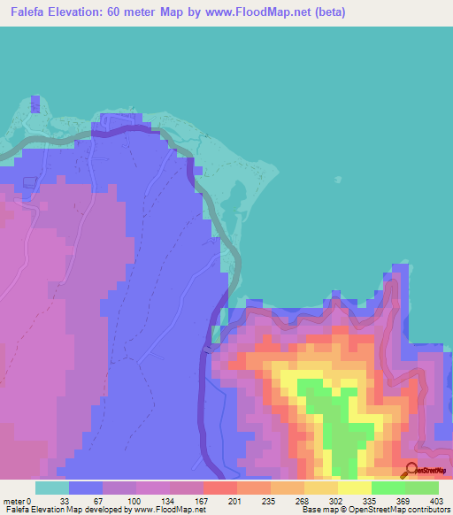 Falefa,Samoa Elevation Map