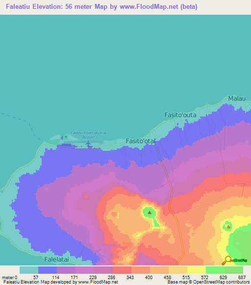Faleatiu,Samoa Elevation Map