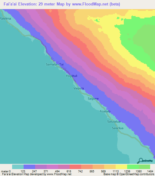 Fai'a'ai,Samoa Elevation Map