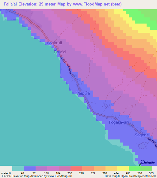 Fai'a'ai,Samoa Elevation Map