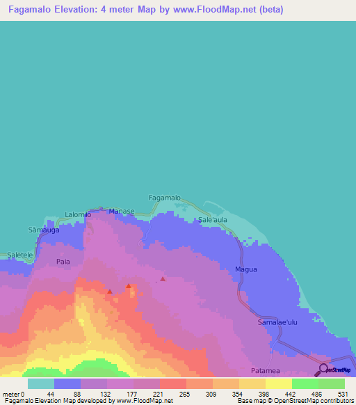 Fagamalo,Samoa Elevation Map