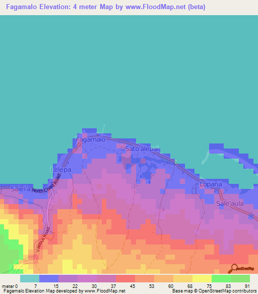Fagamalo,Samoa Elevation Map