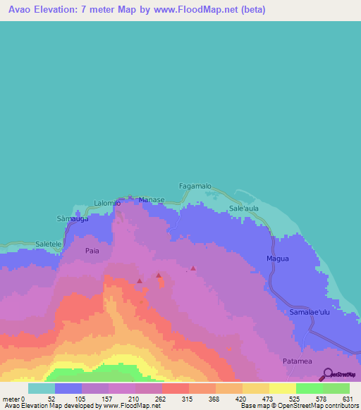 Avao,Samoa Elevation Map