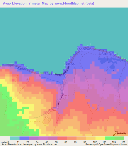 Avao,Samoa Elevation Map