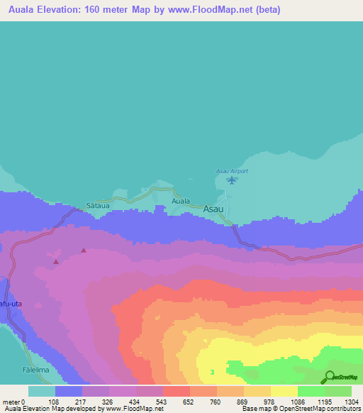 Auala,Samoa Elevation Map