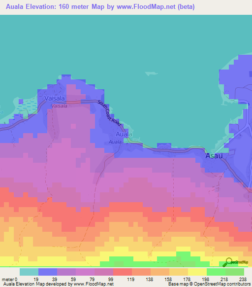 Auala,Samoa Elevation Map