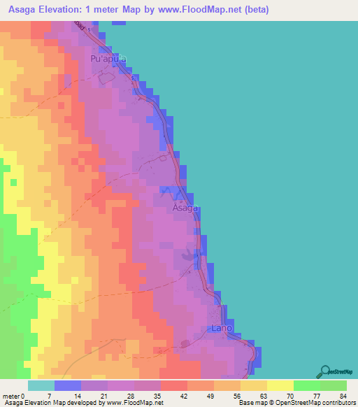 Asaga,Samoa Elevation Map