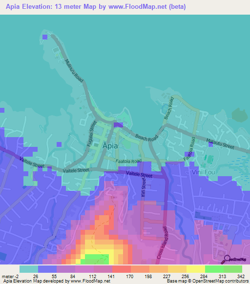Apia,Samoa Elevation Map