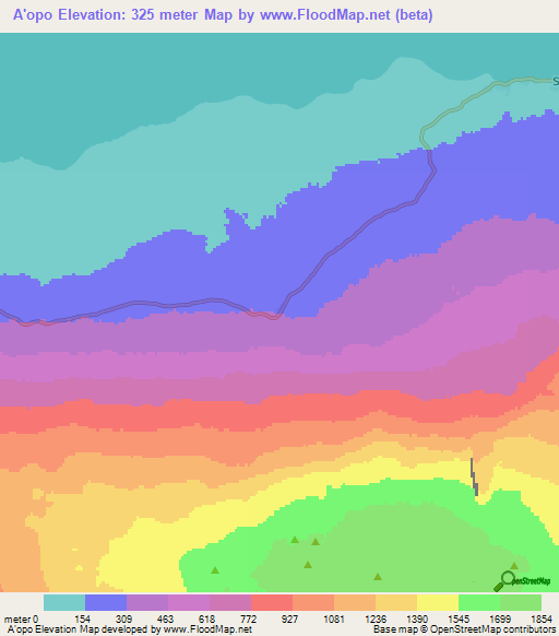 A'opo,Samoa Elevation Map