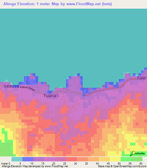 Afenga,Samoa Elevation Map