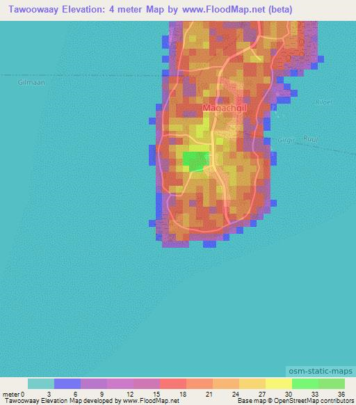 Tawoowaay,Micronesia Elevation Map