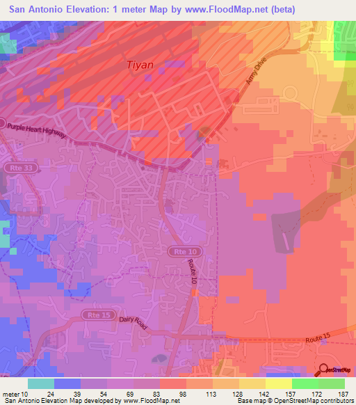 San Antonio,Guam Elevation Map