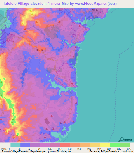 Talofofo Village,Guam Elevation Map