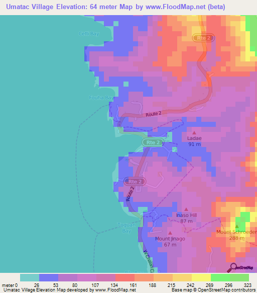 Umatac Village,Guam Elevation Map