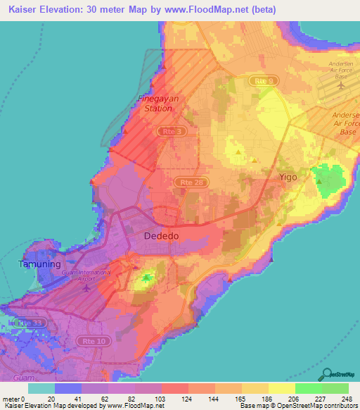 Kaiser,Guam Elevation Map