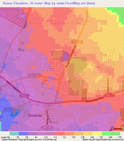 Kaiser,Guam Elevation Map