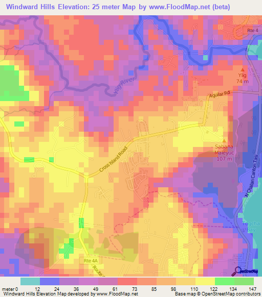 Windward Hills,Guam Elevation Map
