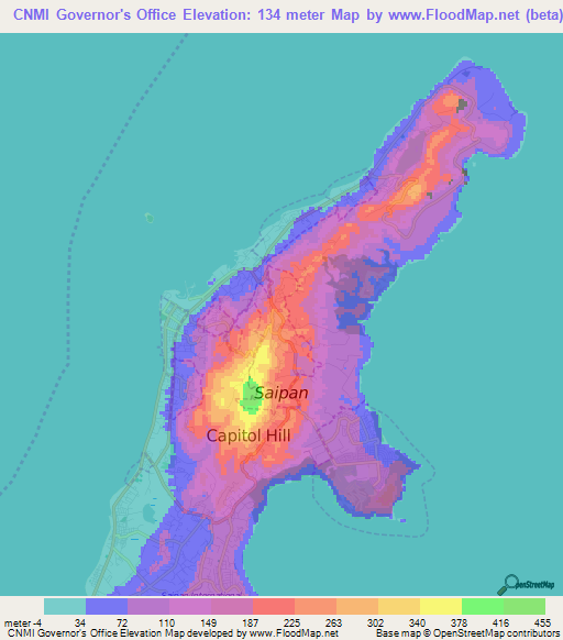CNMI Governor's Office,Northern Mariana Islands Elevation Map