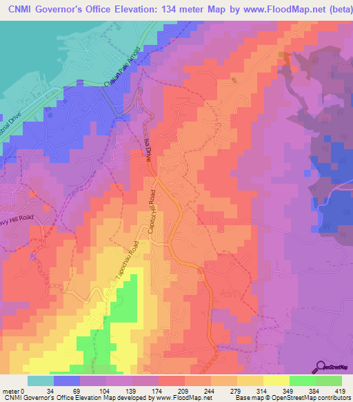 CNMI Governor's Office,Northern Mariana Islands Elevation Map