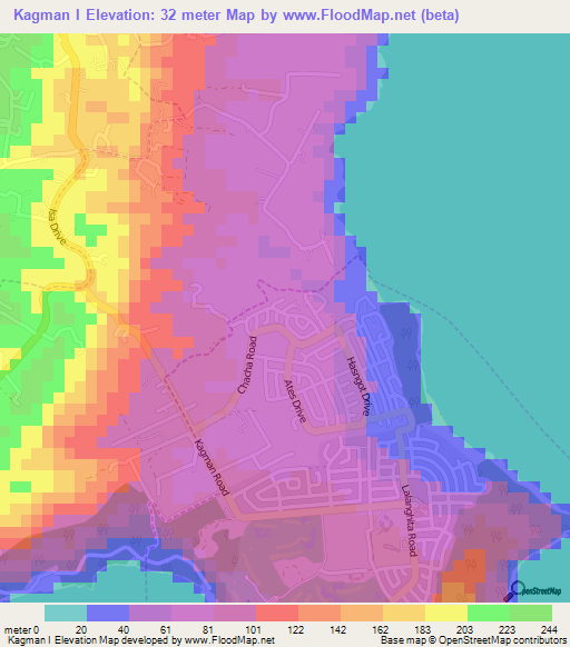 Kagman I,Northern Mariana Islands Elevation Map